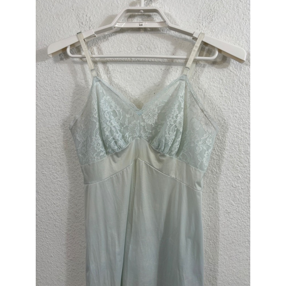Vintage Tricot All Nylon Blue Lace Lingerie Slip Dress Size 34 S - Picture 2 of 10
